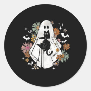 Adesivo Fantasma Engraçado, segurando Ghost Negro no Hallo