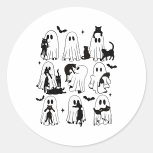 Adesivo Fantasma Engraçado Segurando Um Gato Negro Preguiç