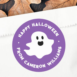 Adesivo Fantasma Feliz Feliz Halloween saudando roxo