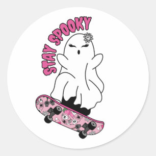 Adesivo Fantasma "Fique Louco" em um skate - Legal rosa