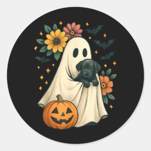 Adesivo Fantasma Floral Cachorro Preto Coquette Halloween