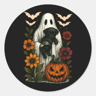 Adesivo Fantasma Floral Cachorro Preto Coquette Halloween