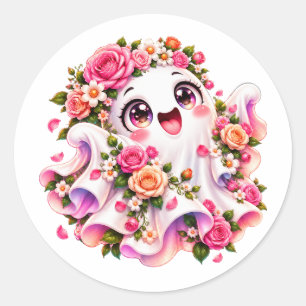 Adesivo Fantasma Floral Fofo Rosas Rosa