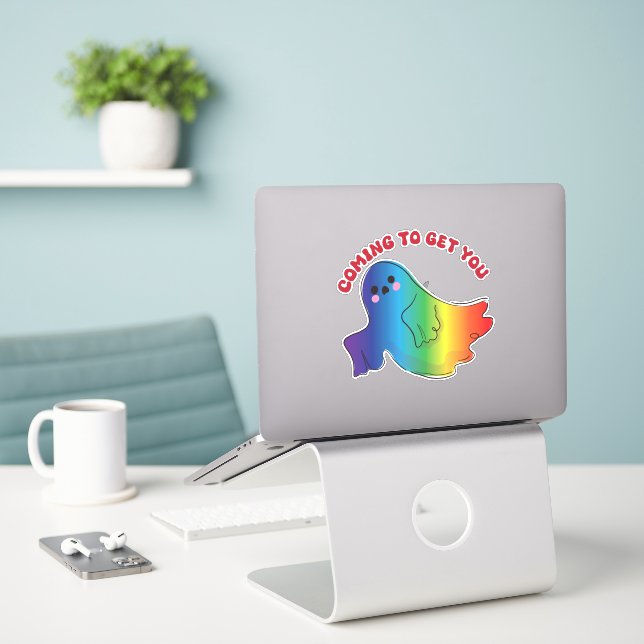 Adesivo fantasma fofo (Laptop na mesa)