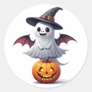 Adesivo Fantasma Fofo Com Abóbora Halloween 👻