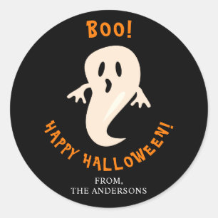 Adesivo Fantasma Fofo Feliz Halloween Boo Preto Caprichoso
