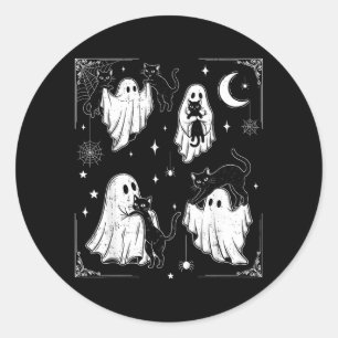 Adesivo Fantasma Fofo Segurando Gato Funny Halloween Homen