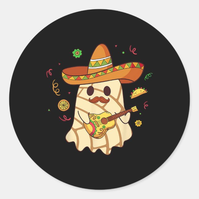 Adesivo Fantasma Mexicano Toca Violão Conchas Pan Dulce (Frente)