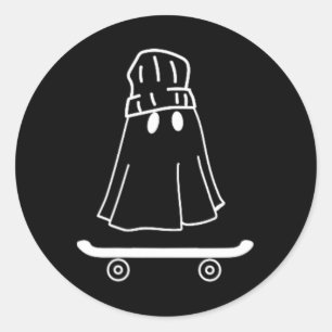Adesivo Fantasma Mínimo de Halloween Skateboard e Meninos