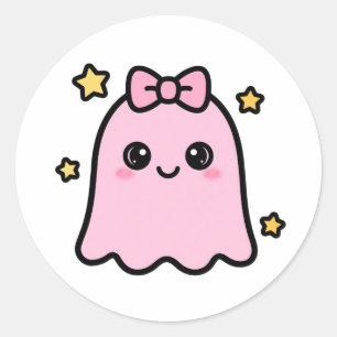 Adesivo Fantasma Rosa Fofo de Halloween