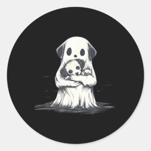 Adesivo Fantasma segurando cachorrinho Roupa engraçada de