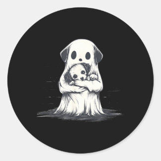Adesivo Fantasma segurando cachorrinho Roupa engraçada de 