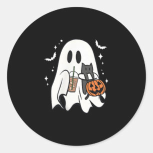 Adesivo Fantasma Spooky segurando Café de gelo preto no Di