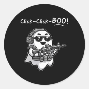 Adesivo Fantasma Tático Engraçado Clique em Boo Halloween 