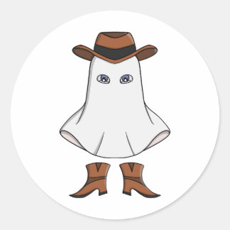 Adesivo Fantasma Vestindo chapéu e botas de cowboy