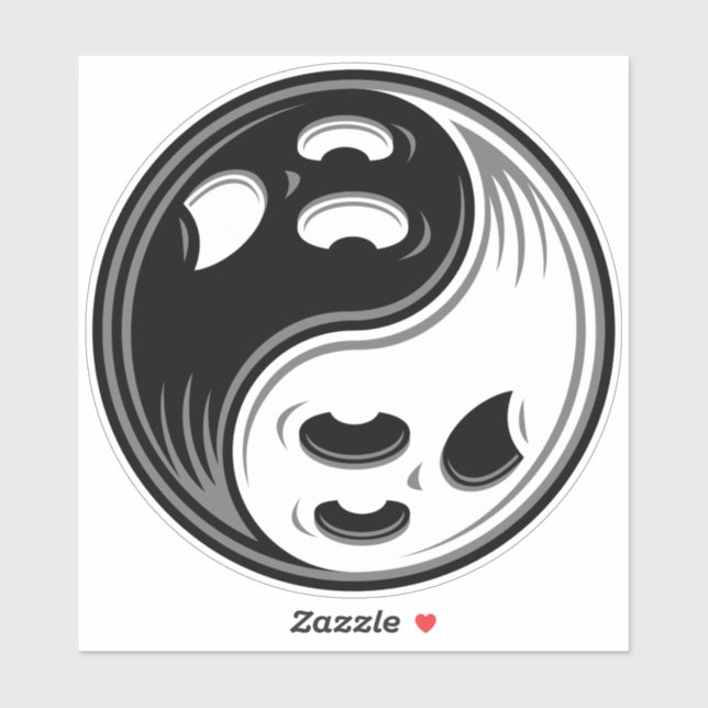 Adesivo Fantasma Yin Yang Black and White (Folha)