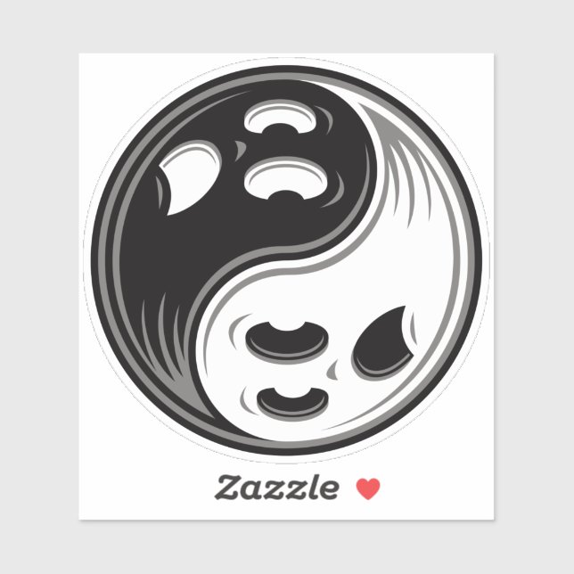 Adesivo Fantasma Yin Yang Black and White (Folha)