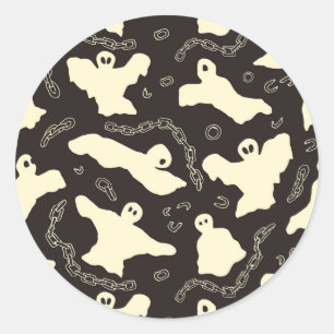 Adesivo Fantasmas cremosos - padrão de Halloween.