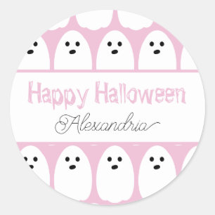 Adesivo Fantasmas Cute Personalizados do Halloween Rosa
