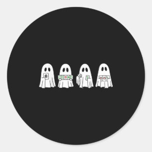 Adesivo Fantasmas de Halloween Jogando Mahjong Jogo da Tem