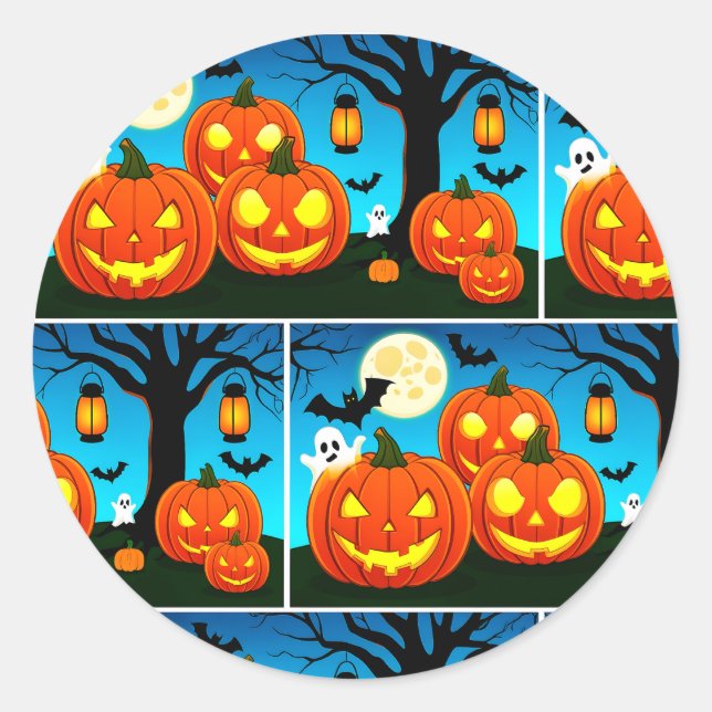 Adesivo Fantasmas de Halloween, Pumpkins, Morcegos (Frente)