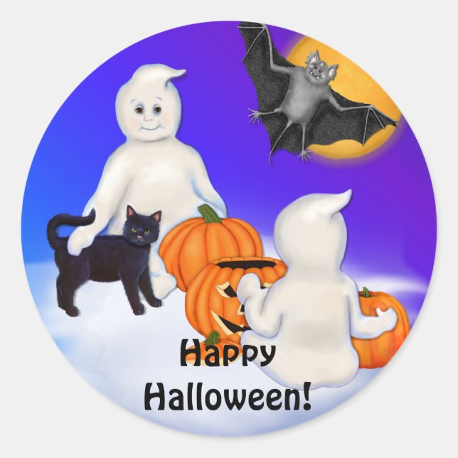 Adesivo Fantasmas e Amigos do Halloween (Frente)