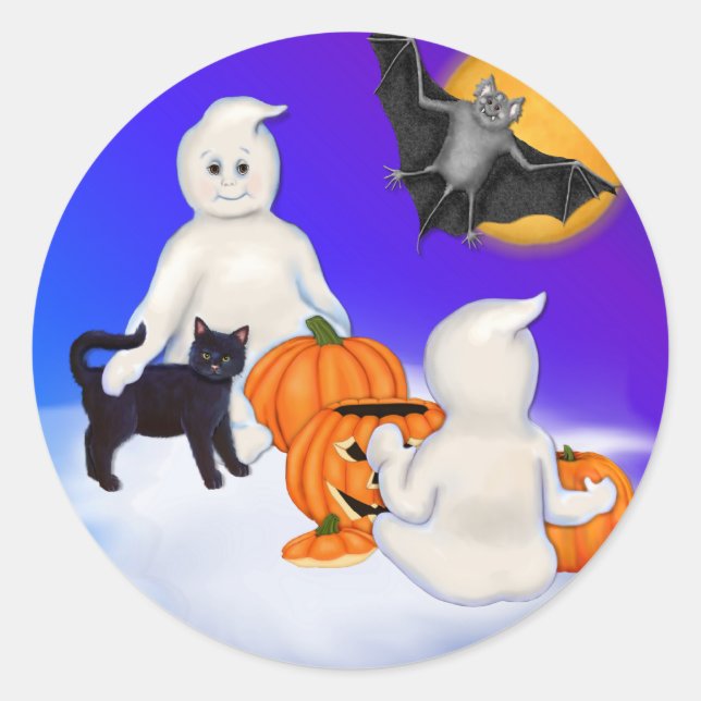 Adesivo Fantasmas e Amigos do Halloween (Frente)