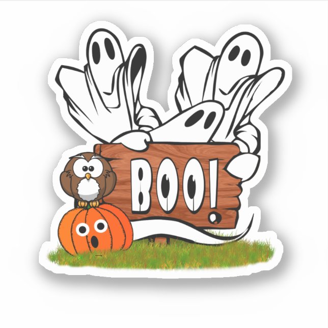 Adesivo Fantasmas e Amigos Halloween (Frente)