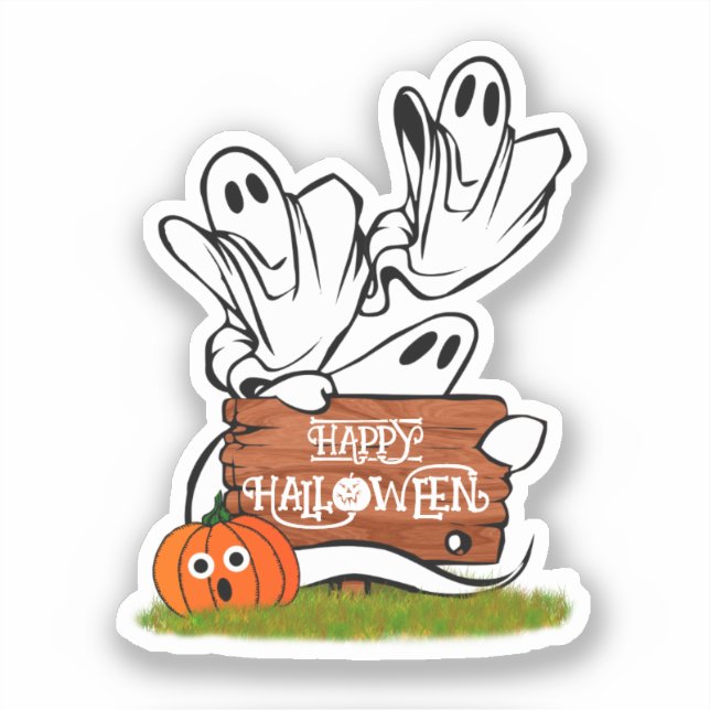Adesivo Fantasmas e Amigos Halloween (Frente)