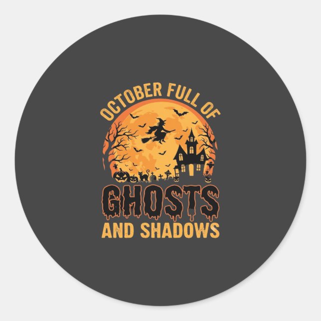 Adesivo Fantasmas e Sombras Design da Lua de Halloween (Frente)
