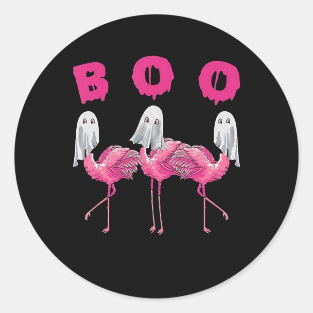 Adesivo Fantasmas Engraçado Flamingo Boo Halloween Present (Frente)