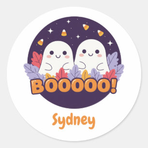Adesivo Fantasmas Kawaii Fofos Boo Halloween Folhas de Out