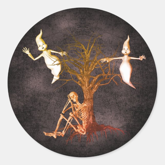 Adesivo Fantasmas Skeleton Halloween Engraçado (Frente)