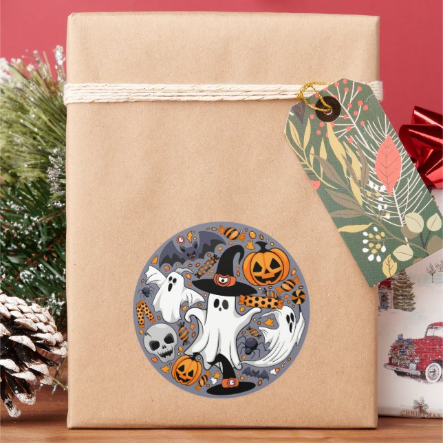 Adesivo Fantasmas Spooky e Monstros Cute Assustadores (Feriado)