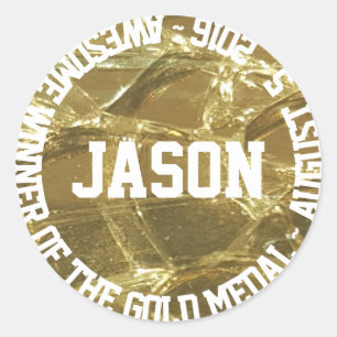 Adesivo Fantástico Vencedor da Data do Nome da Medalha Dou