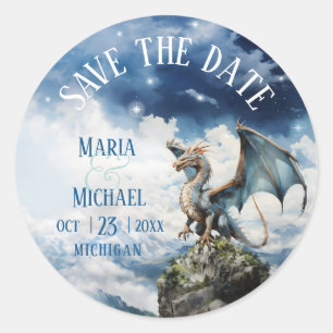 Adesivo Fantasy Blue Dragon Weding the Date Sticker