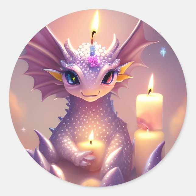 Adesivo Fantasy Dragon com Velas de Aniversário (Frente)