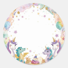 Adesivo Fantasy Kids Birthday Stickers Watercolor Unicorns