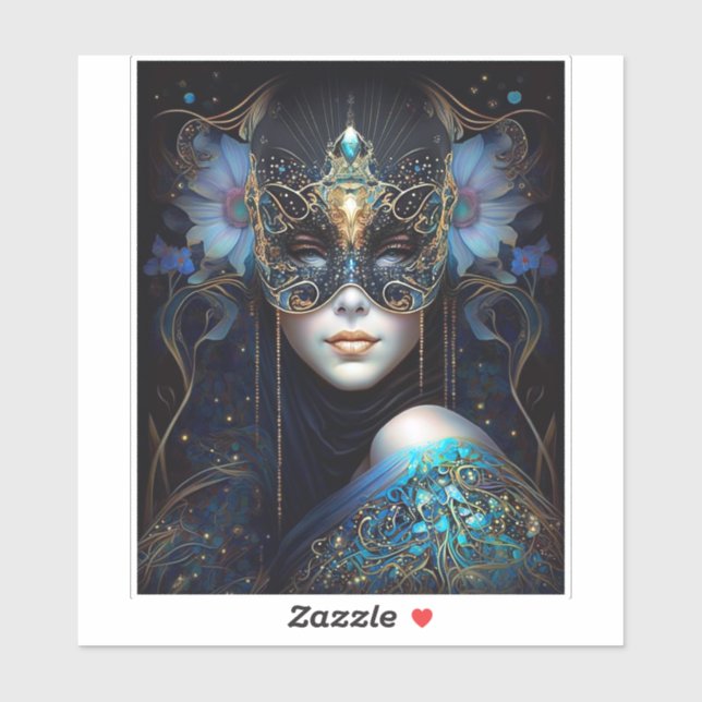 Adesivo Fantasy Mulher Vestindo Máscara (Folha)