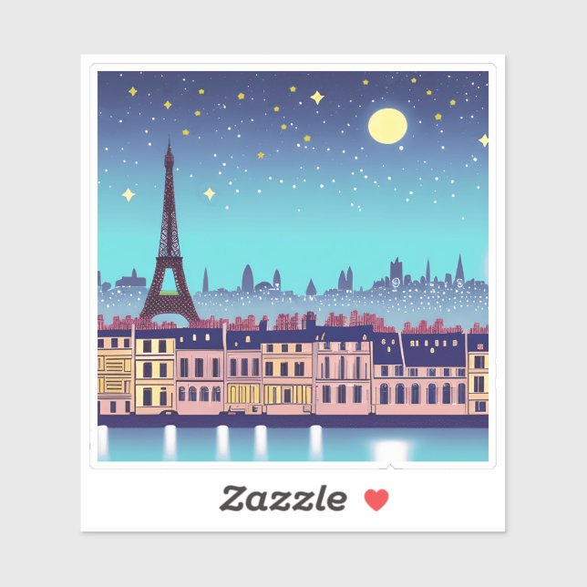 Adesivo Fantasy Skyline de Paris sob as Estrelas (Folha)