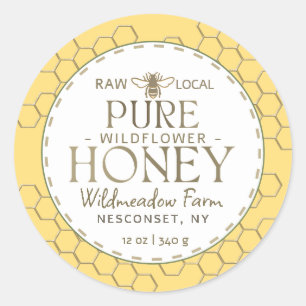 Adesivo Farinha selvagem Amarelo Raw Local Mel Honeycomb