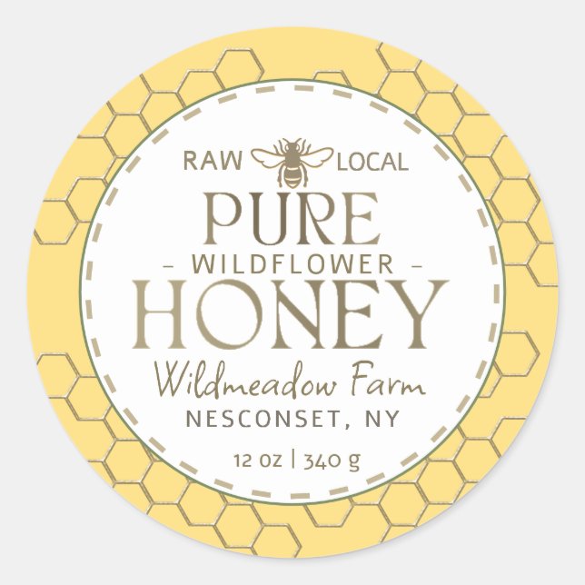 Adesivo Farinha selvagem Amarelo Raw Local Mel Honeycomb (Frente)