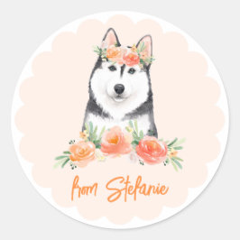 Adesivo Farinhas de Pêssego e Husky Siberianos, Cute, Aniv