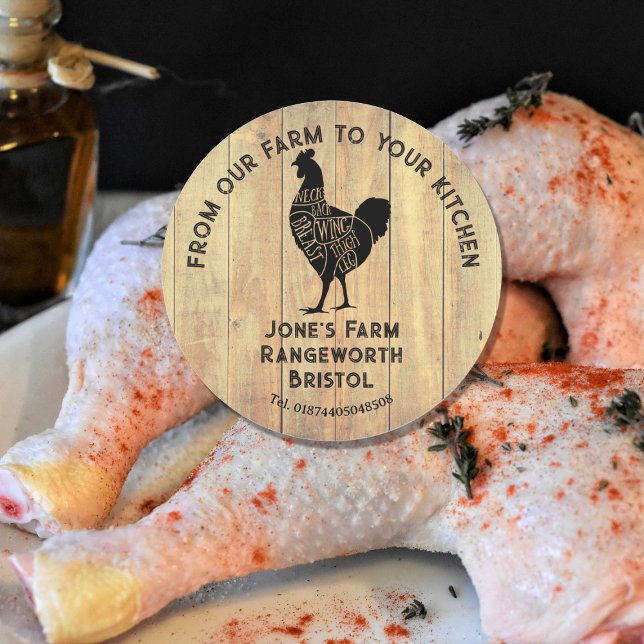 Adesivo Farm Fresh Chicken Sticker | Rustic Hen Logo Label (Criador carregado)