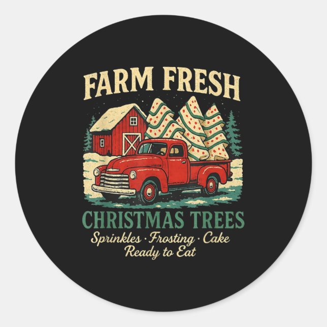 Adesivo Farm Fresh Debbie Christmas Cake Retro Red Truck H (Frente)