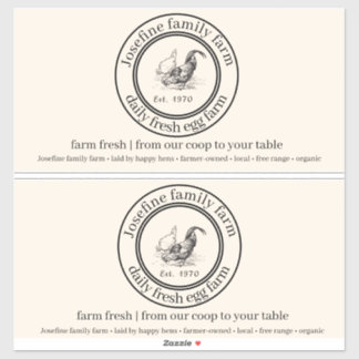 Adesivo Farm Fresh Eggs Chicken Coop Rustic cartoon label