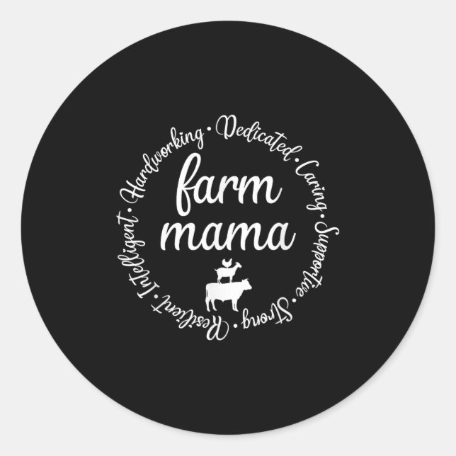 Adesivo Farm Mama Hardworking Dedicated Goat Chicken G Cow (Frente)