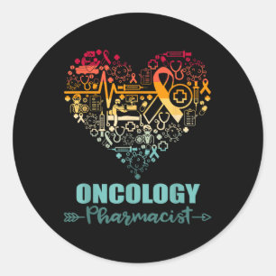 Adesivo Farmacêutico de Oncologia Coração Engraçado Vintag