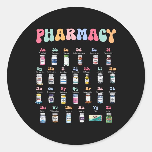 Adesivo Farmácia Alfabeto Médico Farmacêutico (Frente)