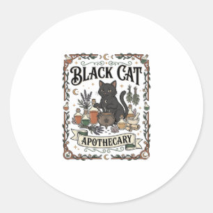 Adesivo Farmácia de Gato Preto Bruxa Mística Apothecary